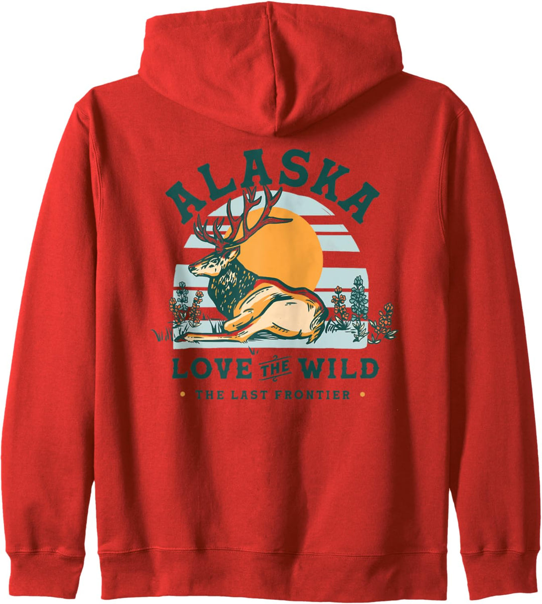 Alaska The Last Frontier Retro Adventure & Travel Elch Art Kapuzenjacke