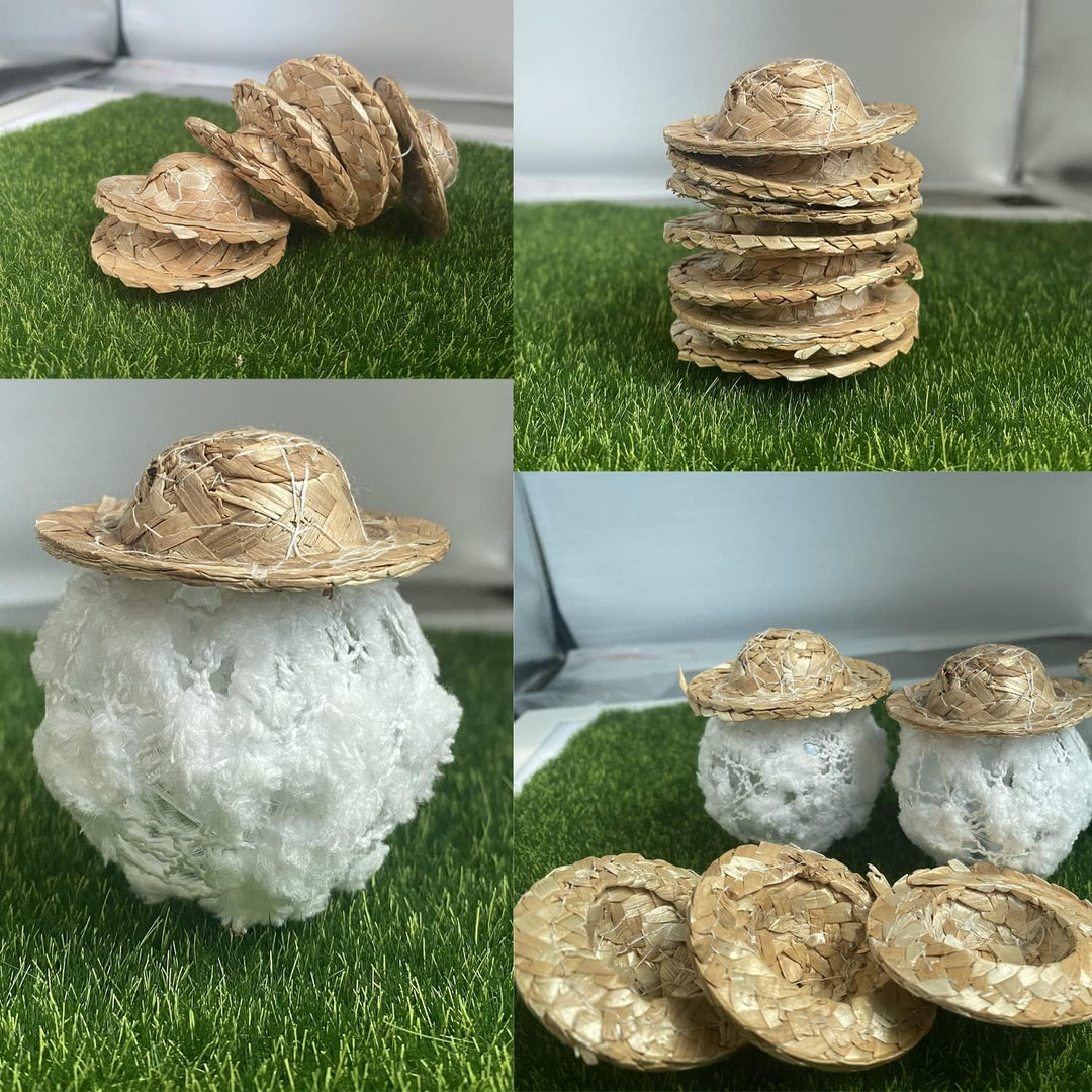 Cayway 30 Stück Mini Strohhut Miniatur Mini Hüte Natürliche Strohhut Mini Handcraft für Die Dekorati