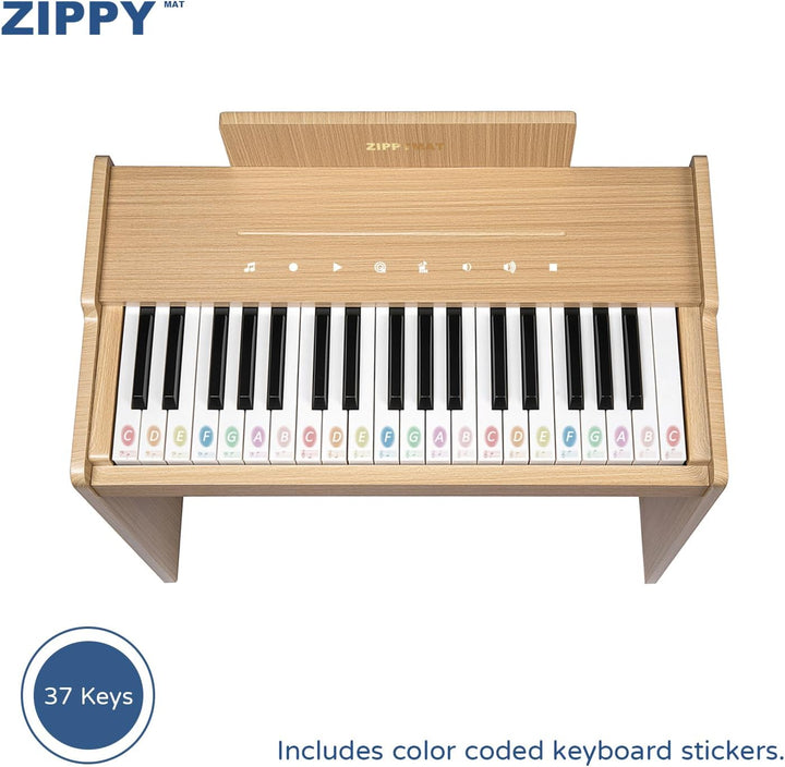 ZIPPY MAT Kinderklavier, 37 Tasten Digitalpiano für Kinder, berührungsempfindliches Bedienfeld, Laut