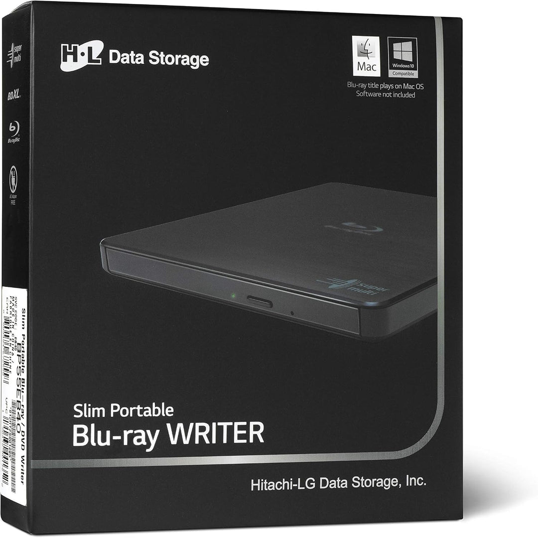 Hitachi-LG BP55 External Blu-Ray Drive, USB 2.0 Slim Portable Player/Rewriter for Laptop, Desktop PC