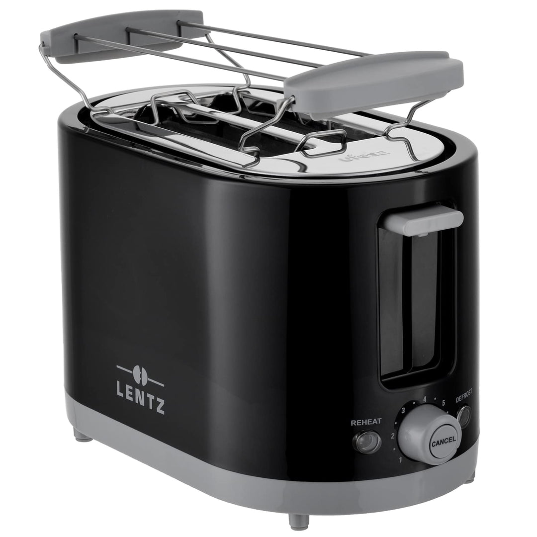 LENTZ 2-Scheiben"COOL TOUCH" Toaster mit Brötchenaufsatz 750 Watt Toastautomat (schwarz), Schwarz