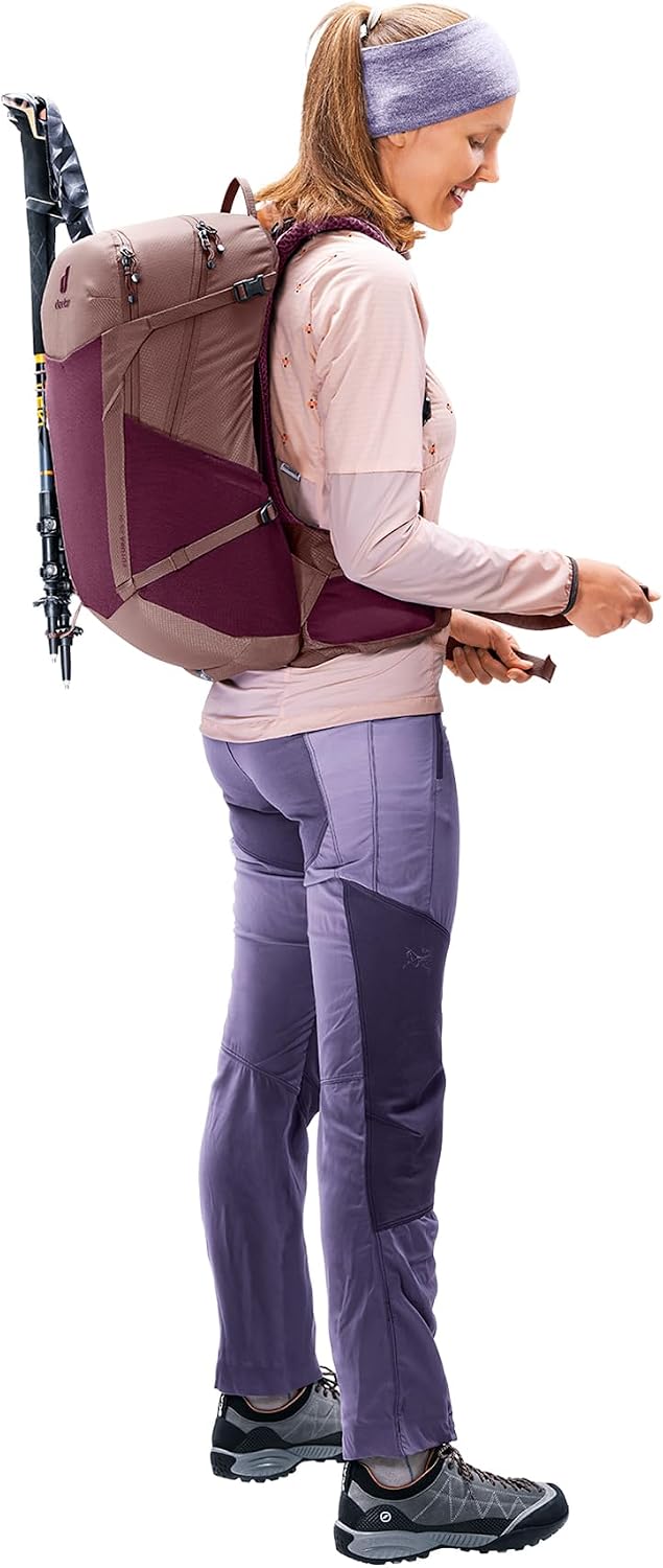 deuter Futura 25 SL Damen Wanderrucksack mit Netzrücken &amp; Regenhülle Cassis-ashrose, Cassis-ashrose
