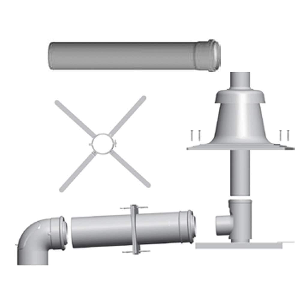 Paket Abgasleitung Schachteinbau, weiss, 60/100