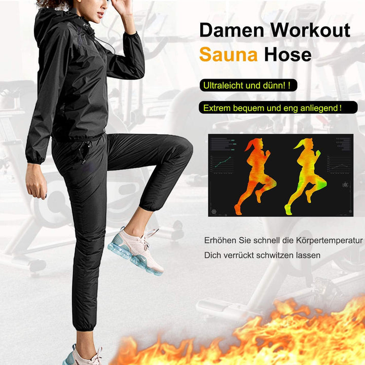 Bingrong Damen Sauna Jogginghose Sporthose Hohe Taille Trainingshose Lang Schwitzhose zum Abnehmen D