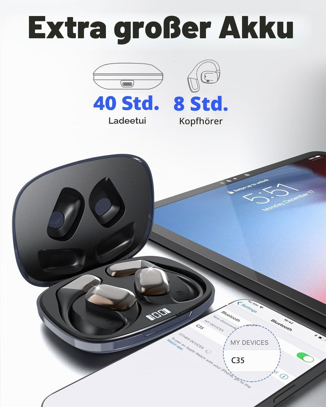 ANSTEN KI Echtzeit Übersetzer Kopfhörer, Translation Earbuds mit 134 Sprachen Übersetzung, Bluetooth