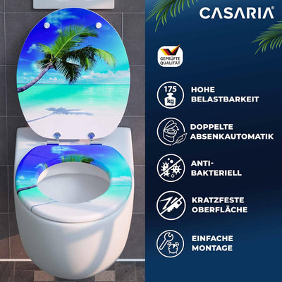 CASARIA® WC Sitz Doppelte Absenkautomatik MDF Holzkern hygienisch Rostfreie Scharniere 175kg Bad Toi