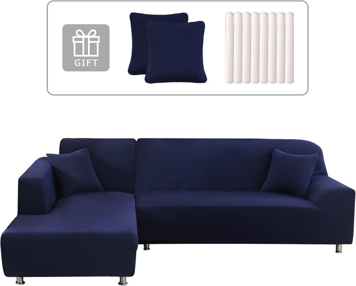 Lydevo Sofabezug Ecksofa L Form Sofa Überwürfe Stretch Sofabezug L Form Rechts oder Links mit Zwei K