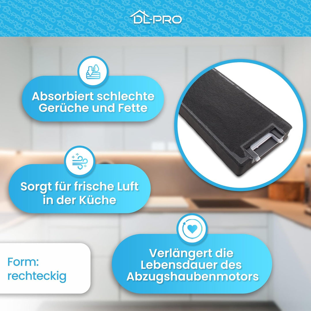 DL-pro Kohlefilter kompatibel mit Miele 6485741 DKF13-1 490x115mm Aktivkohlefilter Filter für Dunsta