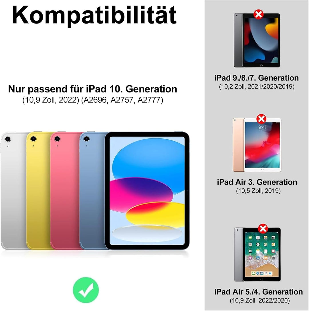 Hülle Tastatur für iPad (A16) 11/10 Generation (2025/2022) 11/10.9 Zoll | Mit 7 Farben Beleuchtung M