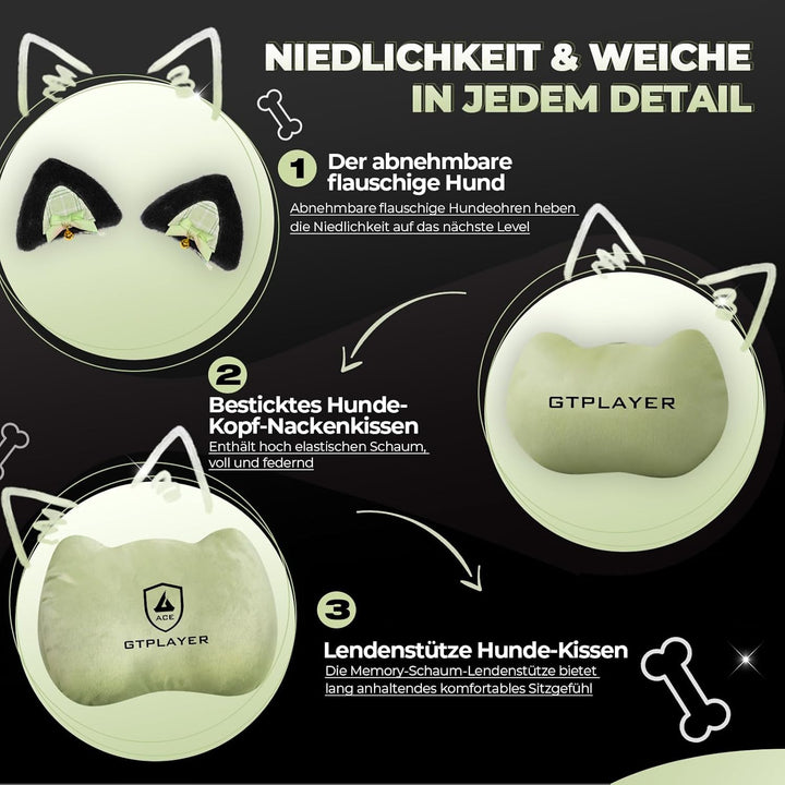 GTPLAYER Niedlicher Gaming Stuhl mit Samtstoff, Gaming Chair, ergonomischer Bürostuhl Gamer Stuhl mi