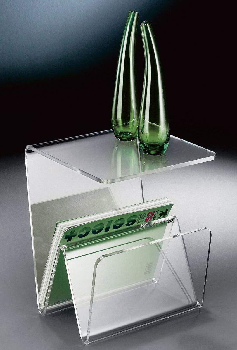 Howe-Deko Hochwertiger Acryl-Glas Zeitungsständer, Beistelltisch mit Zeitschriftenständer, Zeitungst