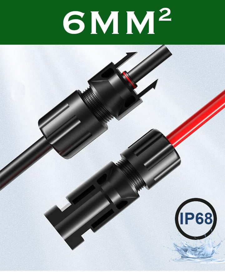 Solarsys® - 10 Meter Solarkabel 6mm² mit PV Solarstecker IP68 10AWG TÜV-Zertifika DC 1500V Solarkabe