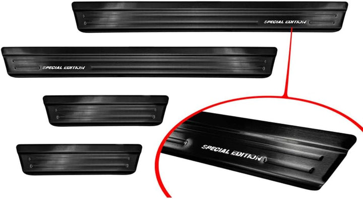 Black Stainless Steel Door sill protectors compatible with Mazda 3 HB 5-doors 2019- - Brushed Steel