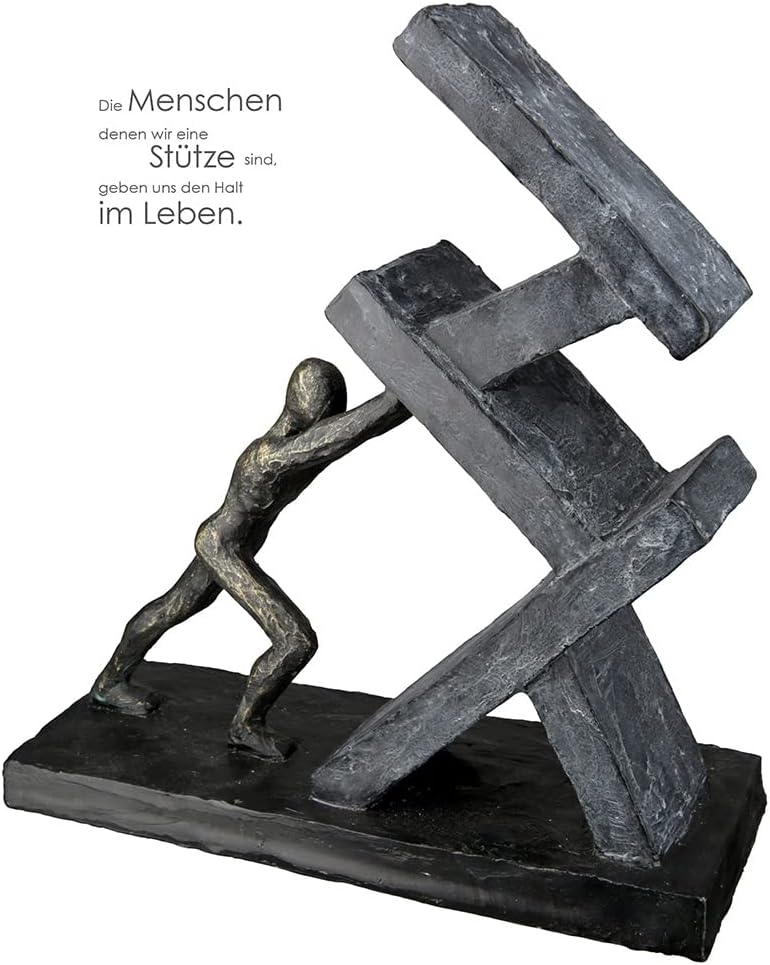 Casablanca modernes Design GILDE Deko Skulptur Figur - Sütze - Holding Kunstharz anthrazitfarben, br