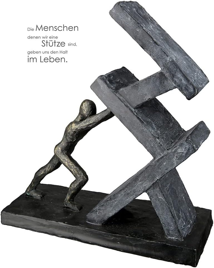 Casablanca modernes Design GILDE Deko Skulptur Figur - Sütze - Holding Kunstharz anthrazitfarben, br