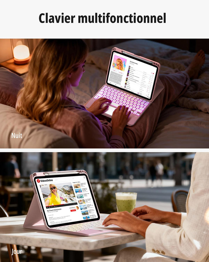 CACOE Hülle Tastatur Kompatibel mit iPad 10 Generation 10.9 Zoll 2022 A2757/A2777 mit Touchpad, 7-Fa