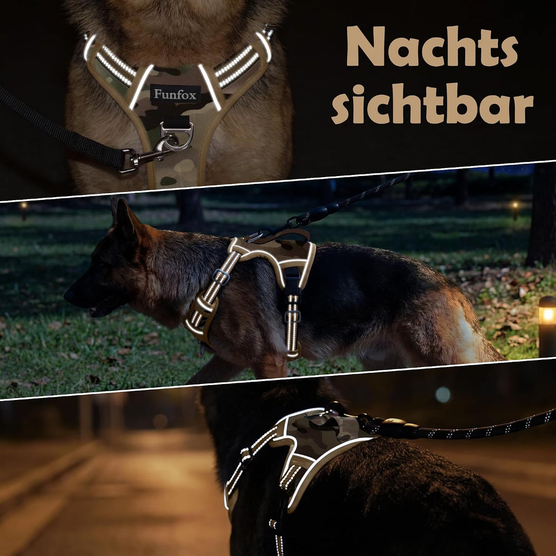 Funfox Hundegeschirr Kleine Hunde [S] - Anti Zug Welpengeschirr mit Griff &amp; Ringreflektoren, Atmungs