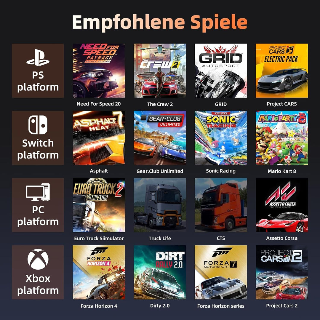 NBCP Gaming Lenkrad, PC Lenkrad mit Pedalen, 270° Lenkrad PC mit Vibration und Force Feedback, Rennl