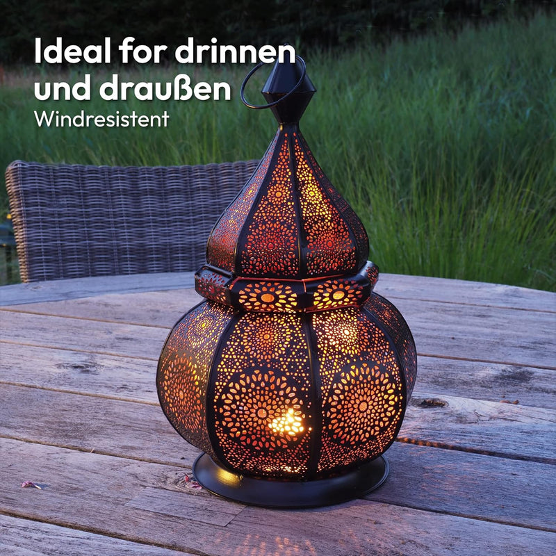 Gadgy Orientalische Lampe Metall | Marokkanisches Windlicht mit Schatteneffekt | Orientalische Deko