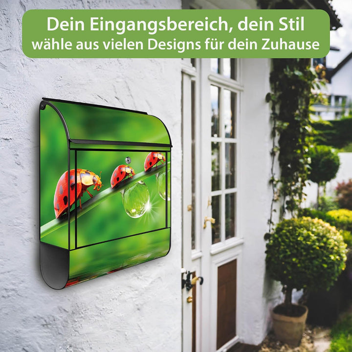 banjado® Design Briefkasten mit Motiv Für Jeden Einen 39x47x14cm &amp; 2 Schlüssel - Briefkasten Stahl s