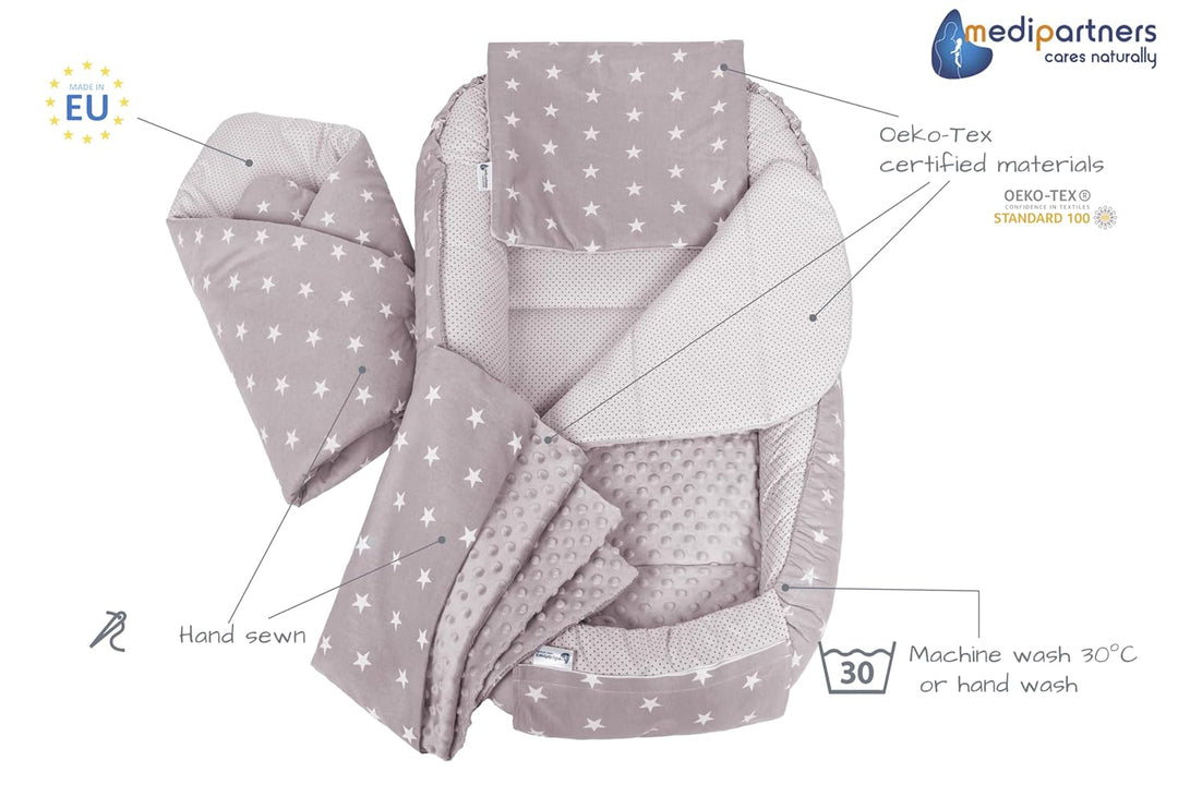 Medi Partners 5 teilig Babynestchen Set Babynest 100x60x15 herausnehmbarer Einsatz Bett Kuschelnest