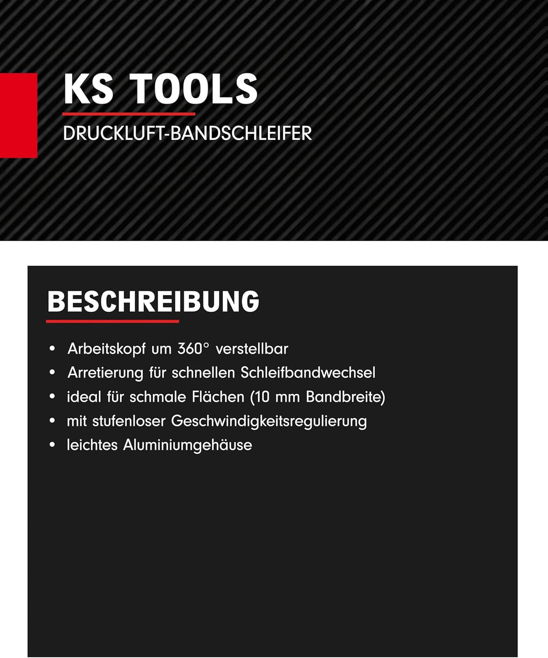 KS Tools Druckluft-Bandschleifer 515.3549 150mm I Druckluftschleifer mit stufenloser Geschwindigkeit