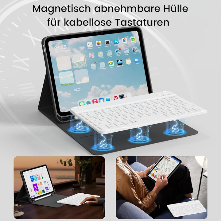 Hülle mit Tastatur für iPad A16 11 Generation 2025 (11 Zoll), iPad 10 Generation 2022 (10.9 Zoll) mi