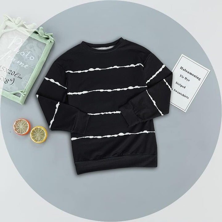 Haloumoning Sweatshirt Mädchen Streifen Rundhalsausschnitt Kinder Pullover Casual Langarm Tops 4-6 J