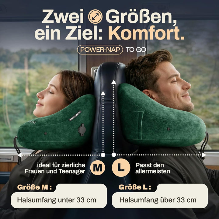 HELDENWERK® Air Nackenkissen Flugzeug Aufblasbar | Reisekissen für 5 Schlafpositionen, schnell aufbl