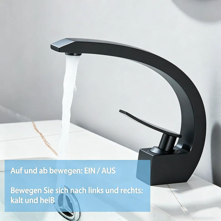 Waschtischarmatur Schwarz Wasserhahn Bad Messing Einhebelmischer 360° schwenkbar Armatur Badezimmer