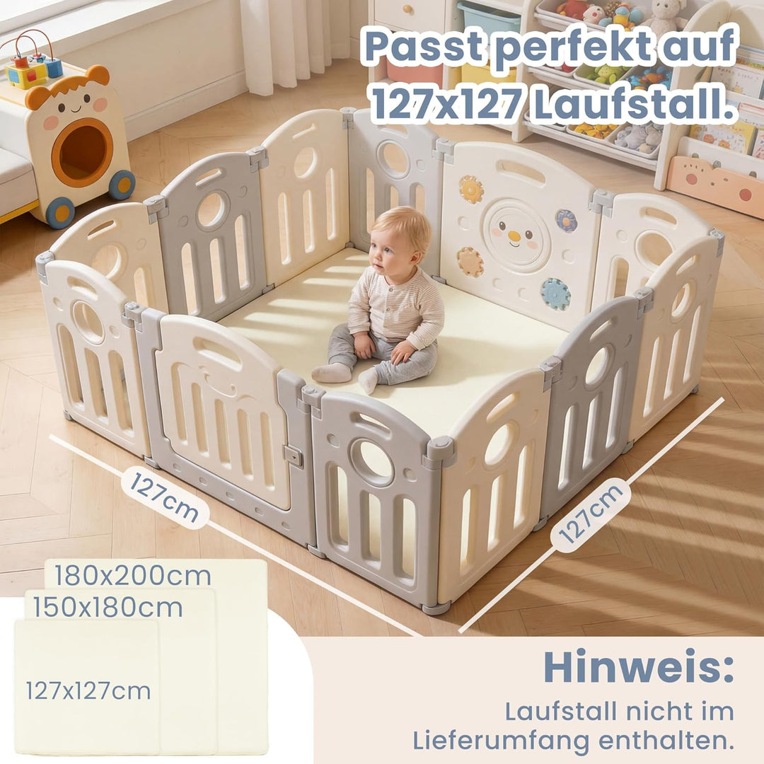 ACOMOPACK Baby Spielmatte aus 3cm dickem Memory-Schaumstoff, 127 x 127 cm, Kinder Laufstallmatte für