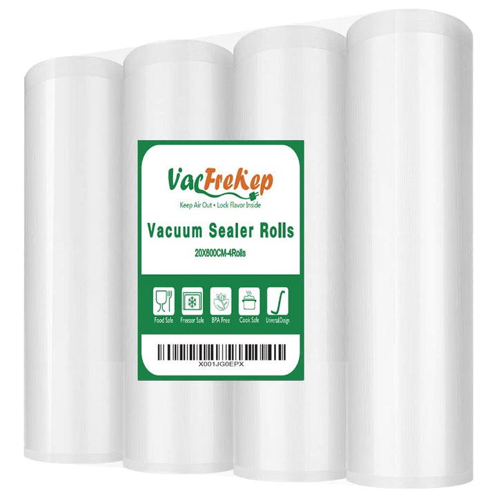VacFreKep 4 Folienrollen 20x600cm Vakuumierrollen für Lebensmittel,BPA-Frei Vakuumierbeutel Sous Vid