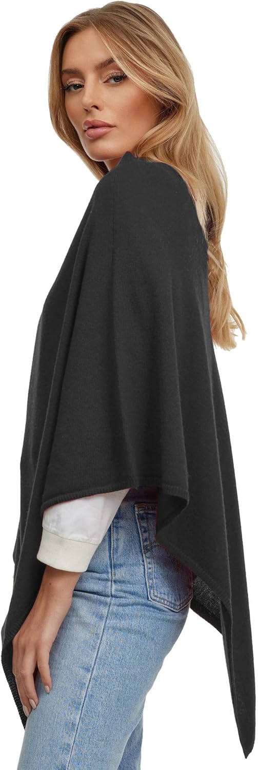 Glamexx24 Damen Strick Poncho Unifarbe Cape Feinstrick XXL Pullover Umhängetuch Eleganz Stil und Kom
