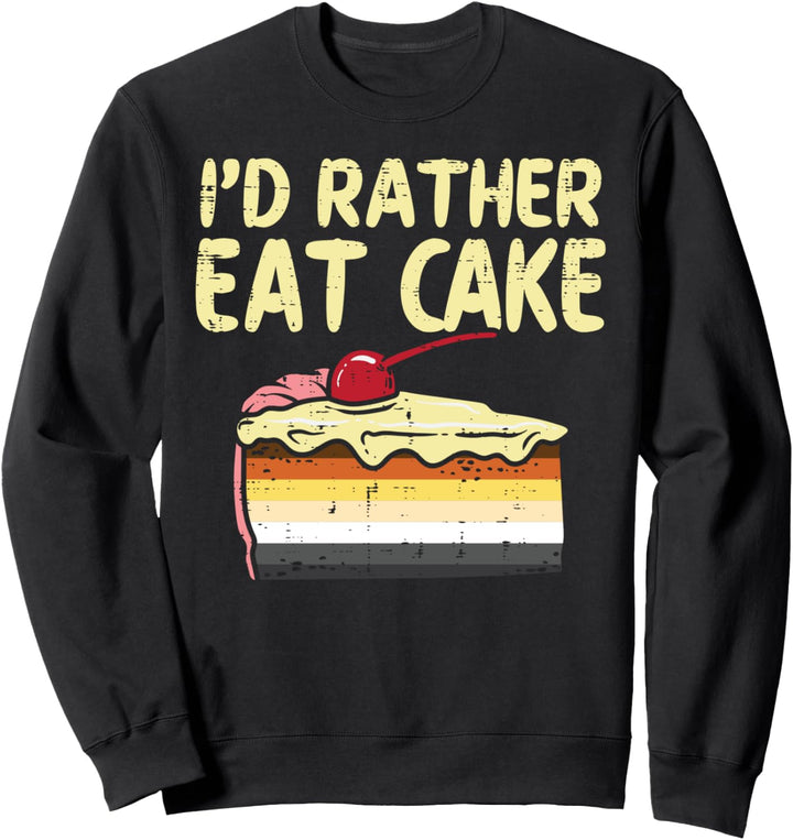 I'd Rather Eat Cake LGBTQ Gay Bear Flag Gay Pride Men Sweatshirt