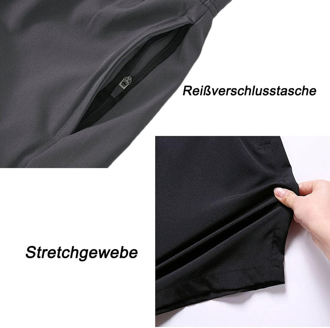 JustSun Sporthose Herren kurz Schnelltrocknend Badehose mit Reissverschlusstasche M Dunkelblau, M Du