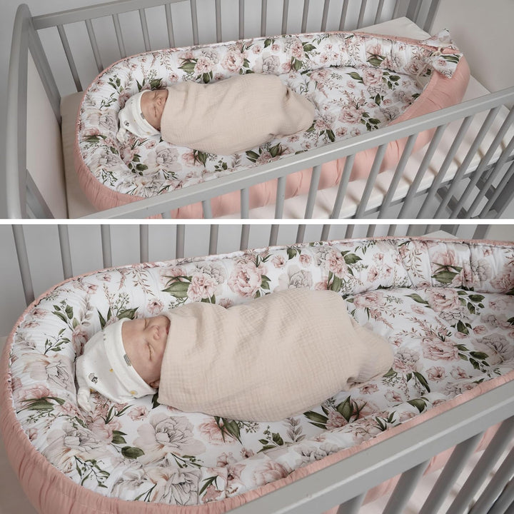 PaLulli 120x60 cm Babynest Babynestchen XXL Babykokon 2seitig 100% Baumwolle Kissen Nestchen für Bab