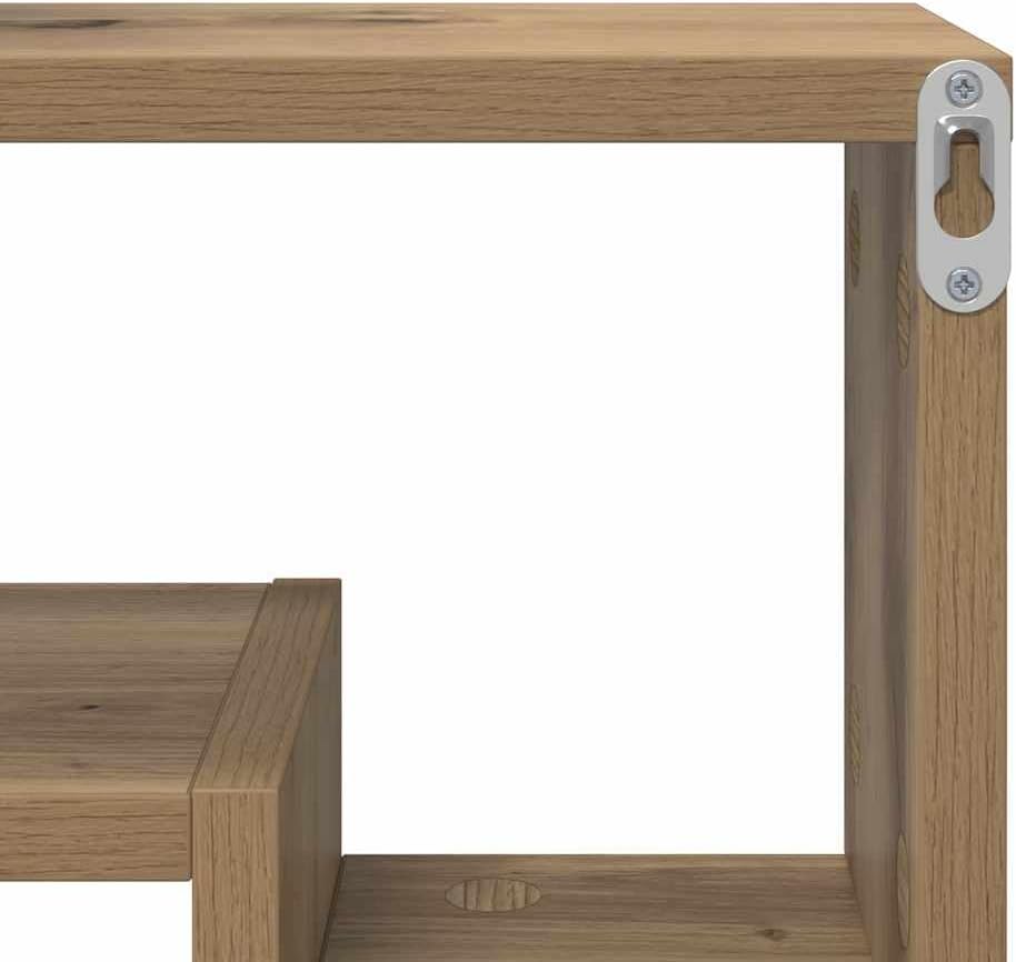 vidaXL Wandregal mit Regal Artisan-Eiche 82 x 15 x 51 cm Holzwerkstoff, Elegantes Wandregal, rechtec