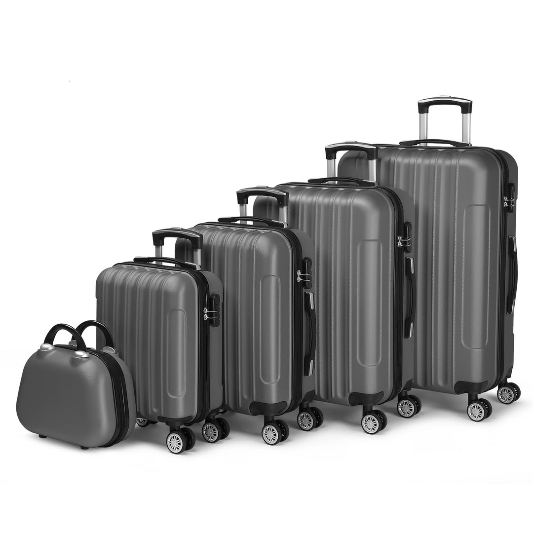 LALAHO Kofferset 5 teilig mit Kosmetikkoffer, Hartschalen Koffer Set aus ABS, Reisekoffer Set, Gepäc