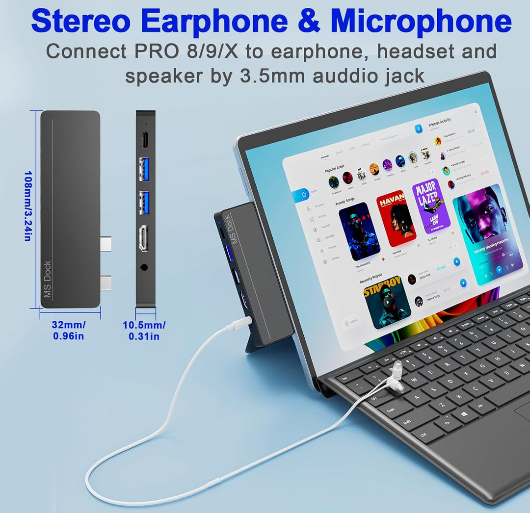 Surface Pro 11/10/9/8/X Docking Station – Surface Pro 9/10/11 Adapter mit 4K HDMI, Thunderbolt 4 (8K