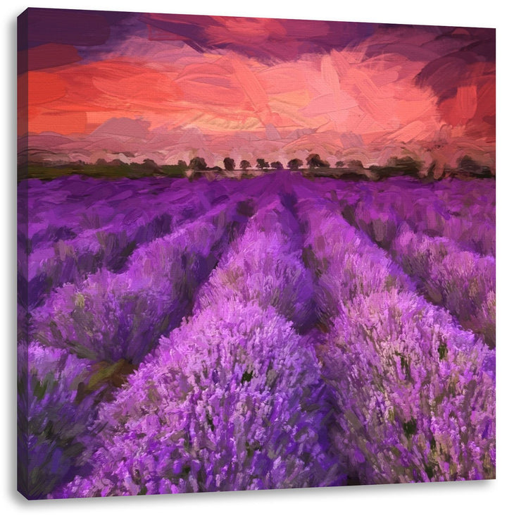 Pixxprint Lavendelfeld in Frankreich als Leinwandbild/Grösse: 70x70 cm/Wandbild/Kunstdruck/fertig be
