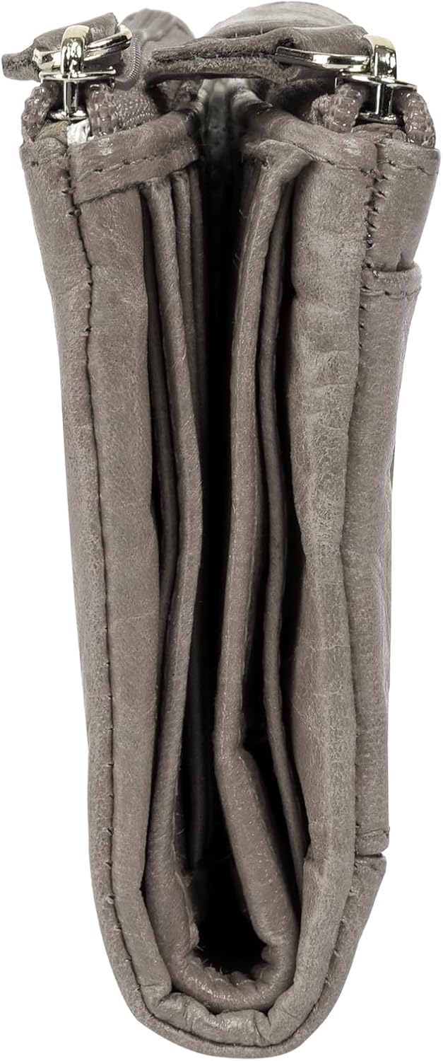 bruno banani kleine Geldbörse im Querformat Echt Leder Damen | RFID-Schutz, 8 Kartenfächer, kompakte