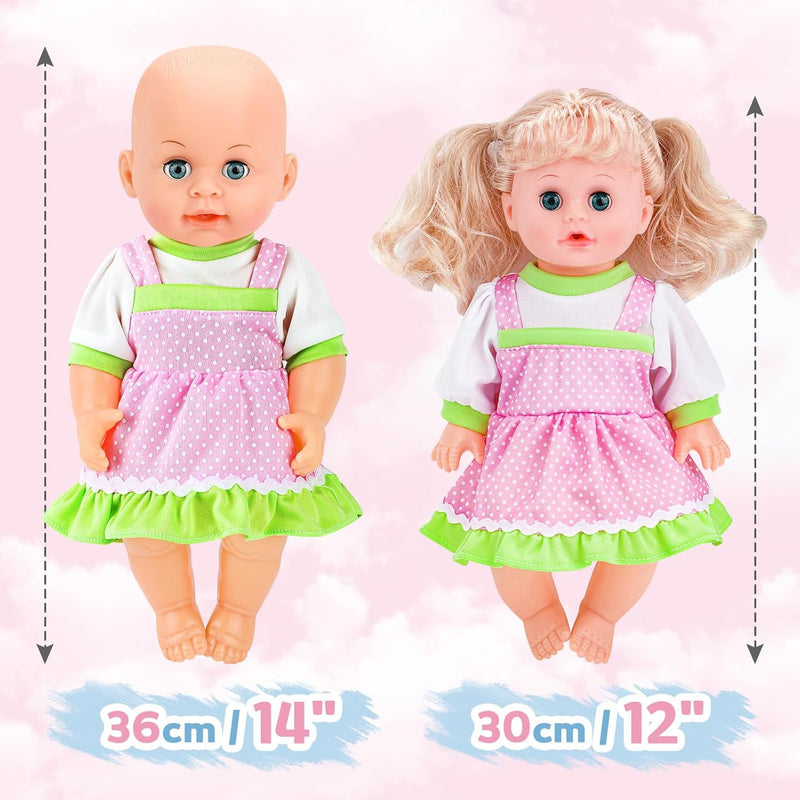 deAO Puppenkleider, Puppenkleidung 30 cm 35 cm Set mit 2 Puppen Höschen, 6 Blümchenmuster Shirt mit