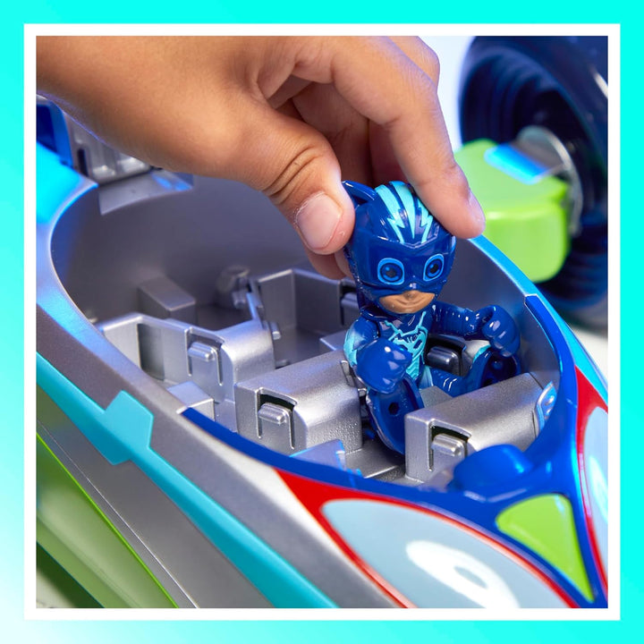 PJ Masks Power Heroes PJ Heldenfahrzeug, umbaubares Heldenblitz Fahrzeug der Powerhelden mit 3 Modi,