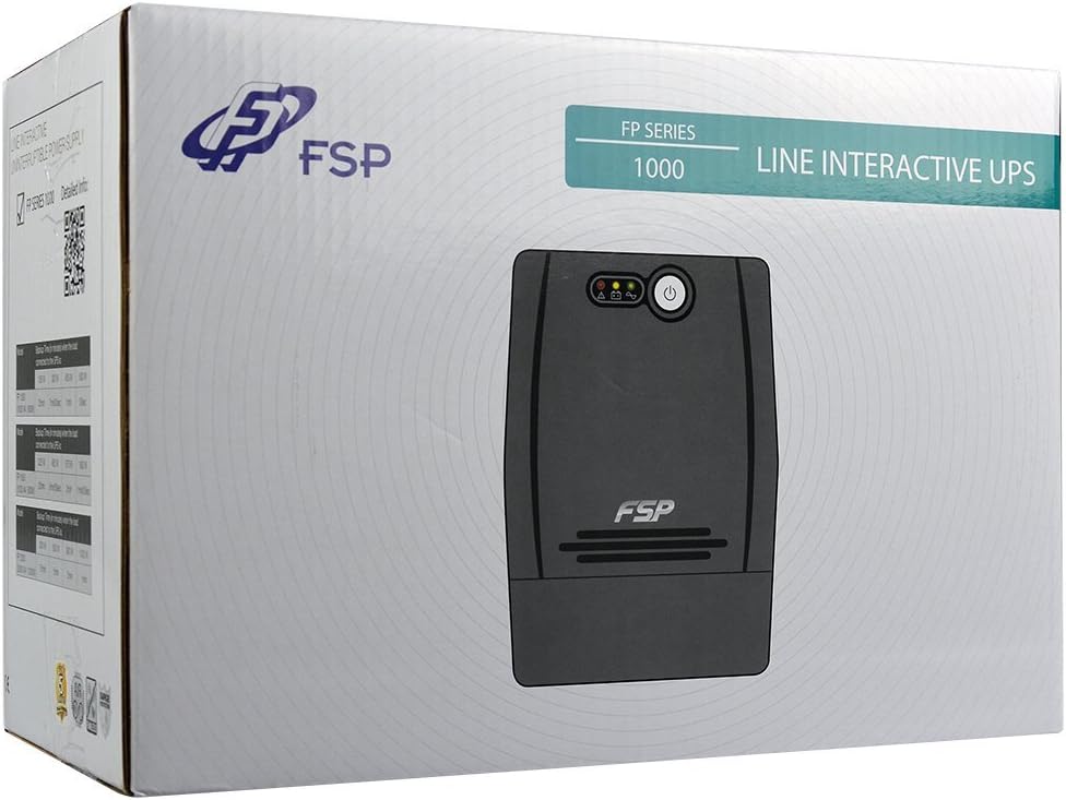 FSP Fortron FP 1000 Line-Interactive USV 1000 VA / 600 W, 4X Schuko, Eingang Spannungsumfang 162-290