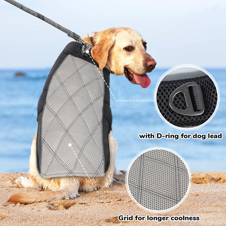 Kühlweste Hund, Sommer Kühlgeschirr für Hunde mit D-Ringe, Sonnenschutz Hund Kühlmantel, Kühlendes H
