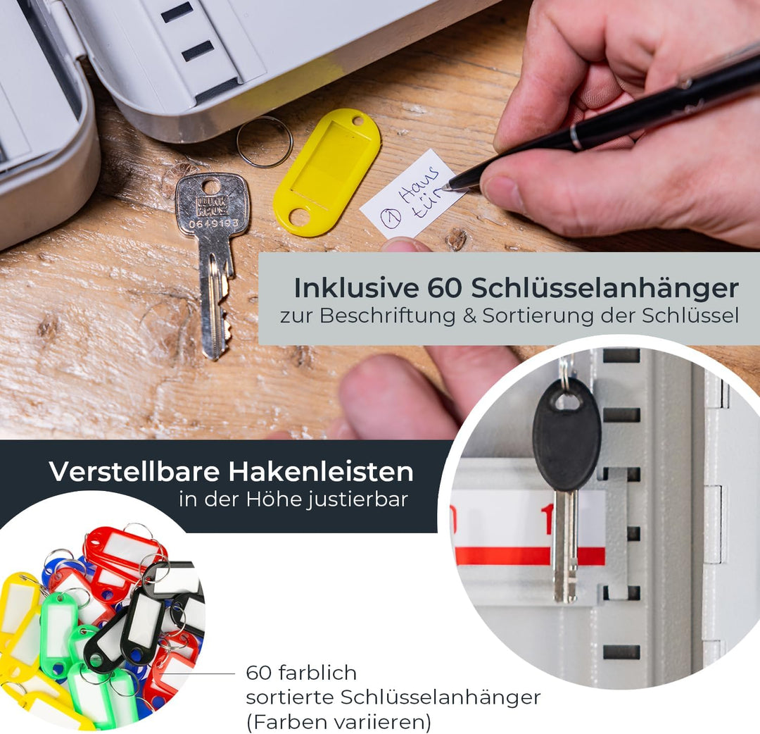 HMF Schlüsselkasten gross aus Stahl, abschliessbarer Schlüsselschrank für Flur, Arbeitszimmer oder G