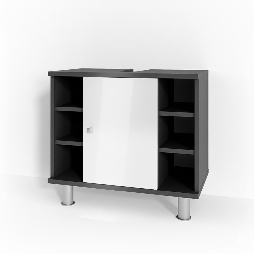 Vicco Waschbeckenunterschrank Fynn, Anthrazit/Weiss, 60 x 54 cm Anthrazit 60 x 54 cm, Anthrazit 60 x