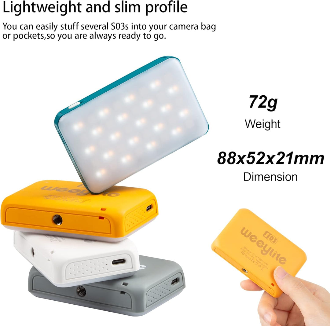Weeylite RGB LED Videoleuchte, S03 Mini Videolicht mit APP-Steuerung,Kamera Licht Dauerlicht Dimmbar