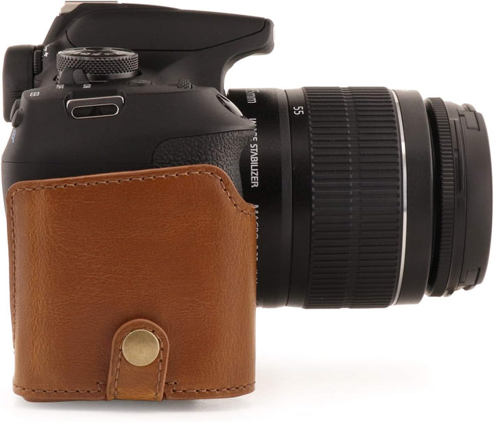 MegaGear MG1609 Canon EOS 2000D (18-55mm) Ever Ready Leder Kamera-Case mit Trageriemen - Hellbraun,
