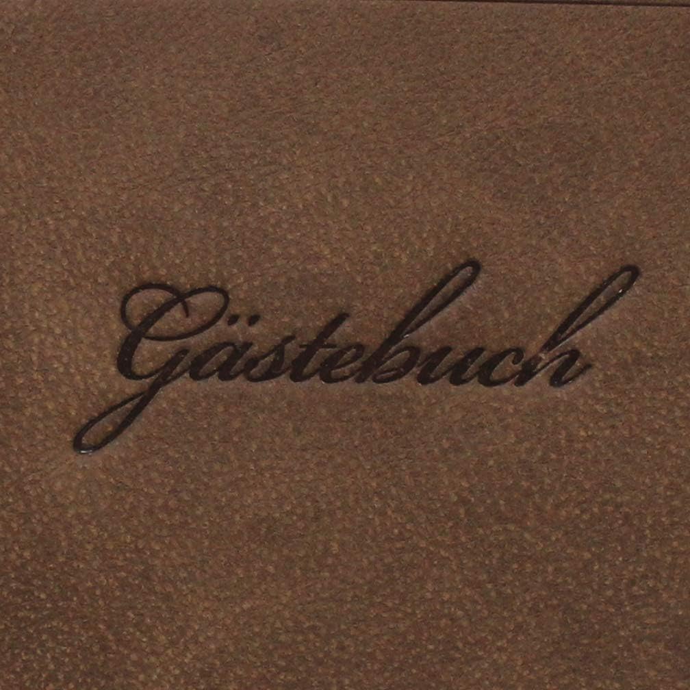 Gästebuch braunes Wasserbüffel Leder mit Büttenrand und Prägung, extra dick mit 450 Seiten